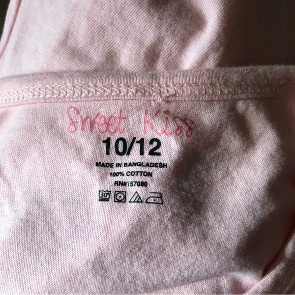 Sweet Kiss Pink Long Sleeves T-Shirt A Girl In Paris Girls Size 10/12 Top Casual - Picture 3 of 14